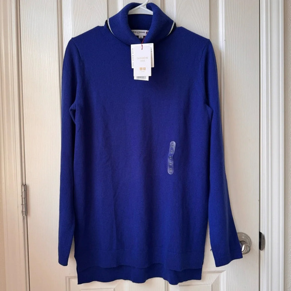 NWT Uniqlo Ines De La Fressange Paris Turtleneck 100% Cashmere Blue Medium - Picture 1 of 9